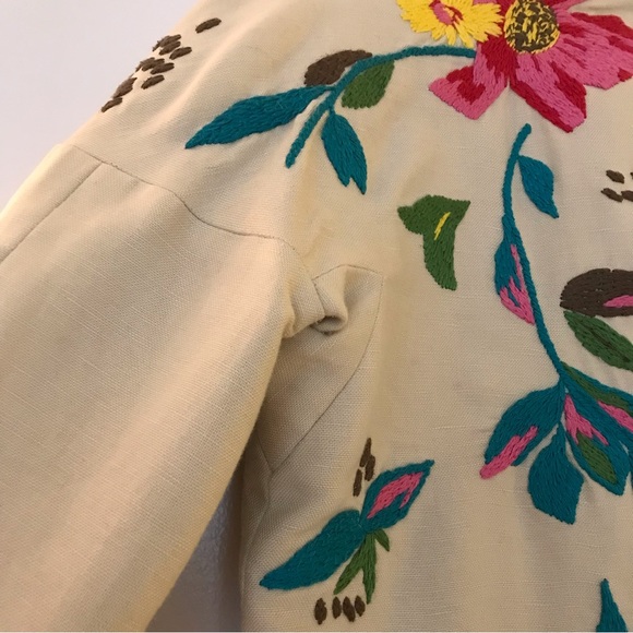 BCBG MAXAZRIA Embroidered Blazer in Linen Blend - Picture 3 of 11